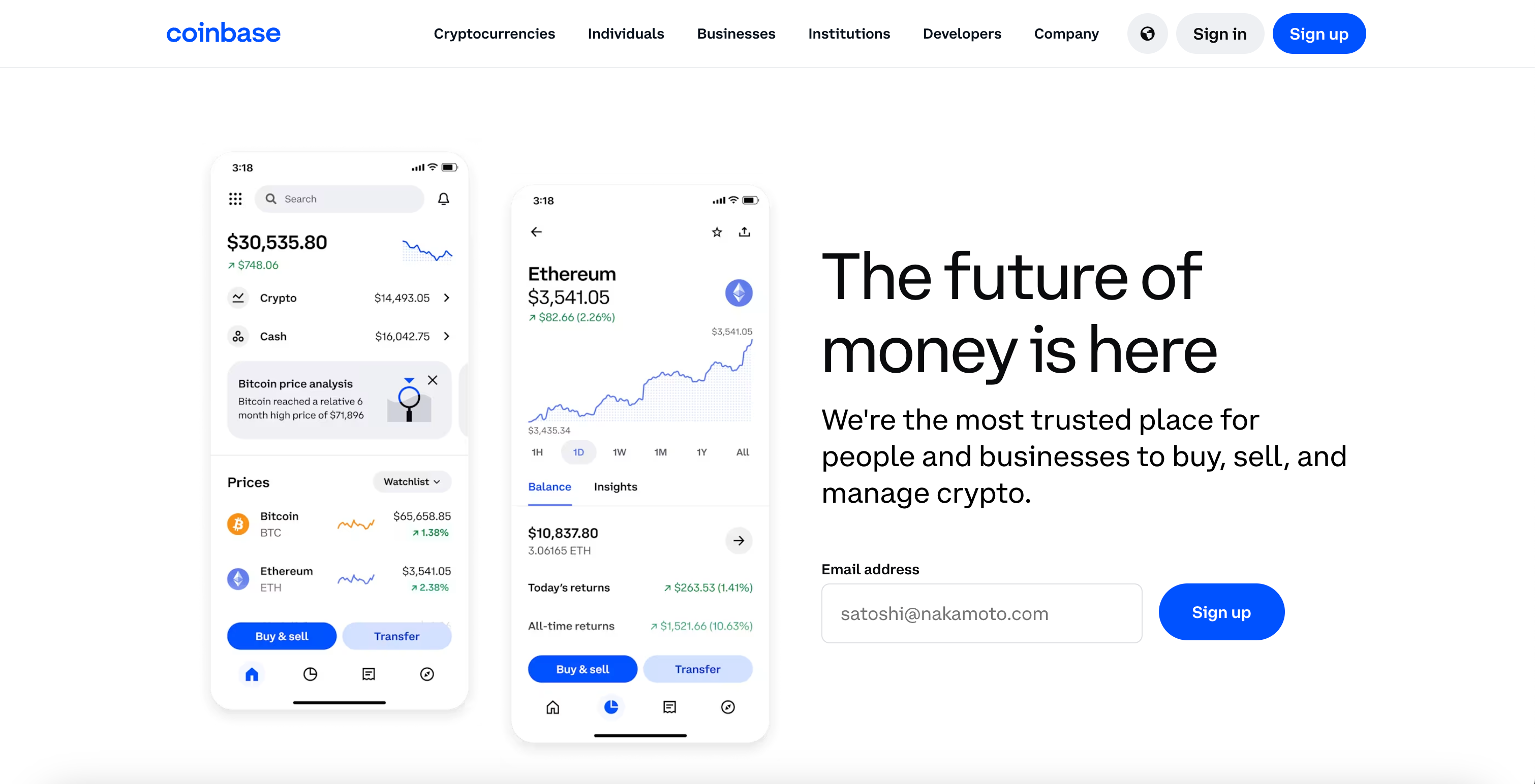 Скриншот Coinbase